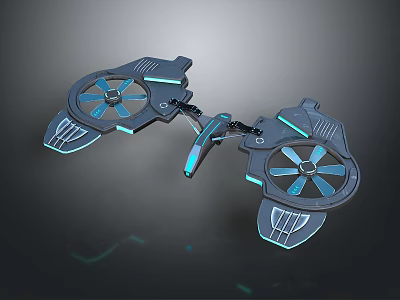 Futuristic Space Exploration Vehicle With Dual Thrusters And Blue Illumination Design 3d model