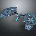 Futuristic Space Exploration Vehicle With Dual Thrusters And Blue Illumination Design