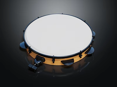 High Quality Wooden Percussion Drum Musical Instrument With Circular White Head And Metal Hardware 3d model