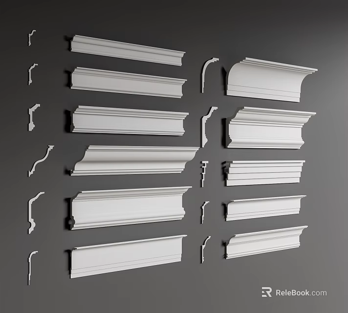 Gypsum Cornice Molding With Various Styles And Designs For Interior Decoration 3d model 