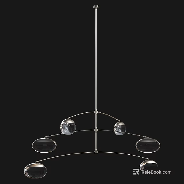 Modern Elegant Metal Chandelier Featuring Circular Frame And Spherical Glass Shades Design 3d model 
