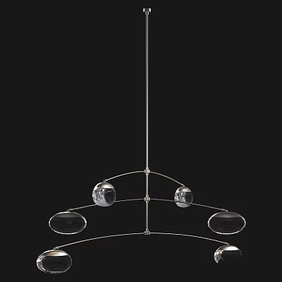 Modern Elegant Metal Chandelier Featuring Circular Frame And Spherical Glass Shades Design 3d model