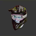 Black Yellow White Motorcycle Helmet With Graphic Design And Protective Visor
