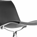 Black Leather Leisure Chair Featuring Modern Minimalist Metal Frame And Curved Seat Design