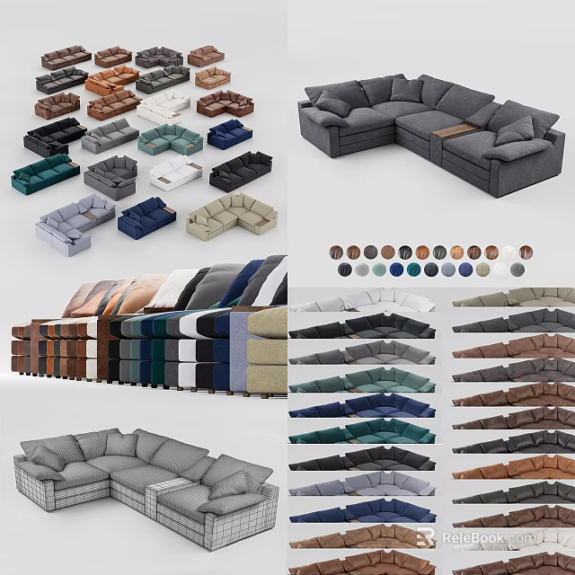 Modern Sectional Sofa Set With Various Color Options And Stylish Design 3d model