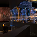 Starry Themed Bar Interior With Cosmic Ceiling Lights Seating Area And Ambient Decor