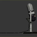 Vintage Microphone With Classic Metal Mesh Grille And Adjustable Stand Base