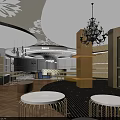 Modern Boutique Store Interior With Open Layout Display Cabinets Lighting And Seating Areas 3d model