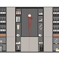 Modern Wine Cabinet Design With Glass Doors Red Sculpture And Wine