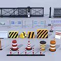 Public Facilities Including Guardrails Barriers Traffic Cones And Warning Signs