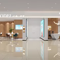 Modern Mall Wedding Dress Store With Wooden Walls White Counters Tables And Bright Lighting