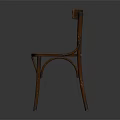 Vintage Wooden Leisure Chair With Slatted Back Curved Legs And Solid Wood Seat
