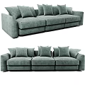 Spacious Gray Fabric Sectional Sofa With Modern Design Plush Pillows And Comfortable Seating 3d model