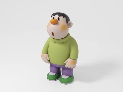 Anime Pang Hu Doraemon Cartoon Image Q Version Character Handmade Ornaments Toy Doll Decoration Accessories Meichen Props Pin Card Photo Glass Fiber Reinforced Plastic 3d model