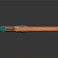 Decorative Pistol With Orange Body Teal Handle Intricate Carvings And Artistic Patterns