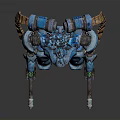 Blue Mechanical Creature With Armored Exoskeleton Glowing Eyes Weapon And Tail