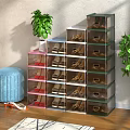 Clear Stackable Shoe Storage Boxes With Colored Shoes For Home Organization