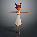 Female Character With Animal Ears Standing In White Dress Arms Outstretched