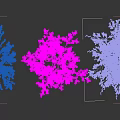Three Flowering Arbors with Pink Purple Violet Blooms and Human Silhouettes Below