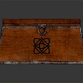 Brown Wooden Decorative Box With Carved Pattern Metal Ring And Glossy Texture