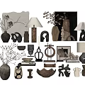 Elegant Decorative Ornament Set With Vases Sculptures Lamps And Art Pieces