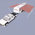 White Pickup Truck Towing Eagle Travel Trailer With Extended Awning
