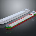 3D Model Design of Cargo Ships With White Green Red Hull and Long Deck