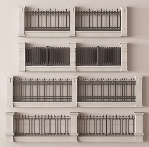 Modern fence villa fence wrought iron fence 3d model