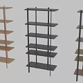 Modern Minimalist Storage Shelving Unit With Wooden Shelves And Metal Frame