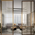 Elegant Modern Partition Screens With Metal Frames And Grid Design For Interior 3d model