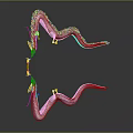 Two Headed Dragon Sculpture With Green Purple Curved Body On Dark Background