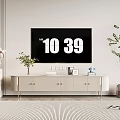 Modern TV Stand With Flat Screen TV Green Plants And Decorative Ornaments In Living Room