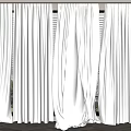 White Sheer Curtains Lightweight Transparent For Bright Room With Window Blinds 3d model