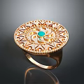 Gorgeous Gold Ring Featuring Intricate Filigree Design Blue Gemstone And Diamond Accents