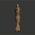 Straw Scarecrow 3D Model Back View With Tied Structure And Humanoid Shape