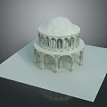 Ornate White Dome Structure With Intricate Columns And Square Platform Base 3d model