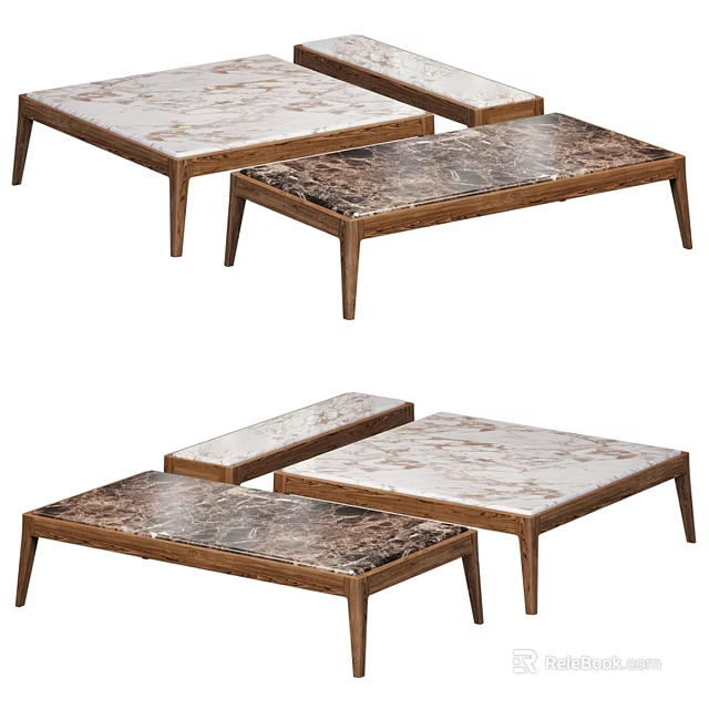 Elegant Modern Luxury Dining Table With Marble Tabletop And Wooden Frame 3d model 