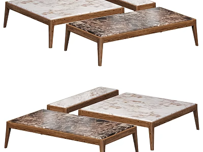 Elegant Modern Luxury Dining Table With Marble Tabletop And Wooden Frame 3d model