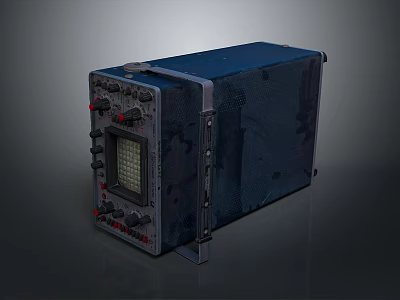 Vintage Electronic Device With Blue Casing Front Panel Knobs Buttons And Display Screen 3d model