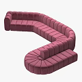 Pink Velvet Curved Sofa with Modern Wave Design for Living Room