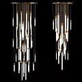 Elegant Modern Chandelier Featuring Slim Gold Metal Tubes And Stylish Hanging Design