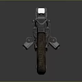 Futuristic Sci-Fi Weapon Design With Metallic Structure Brown Grip Blue Scope And Tactical Barrel
