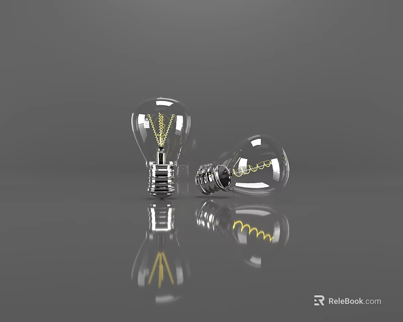 Modern Lighting Combination With Transparent Bulbs Filaments And Reflections On Gray Surface 3d model 