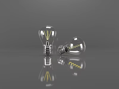 Modern Lighting Combination With Transparent Bulbs Filaments And Reflections On Gray Surface 3d model