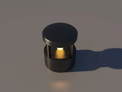 Black Round Outdoor Light With Warm LED Illumination For Garden Decoration 3d model