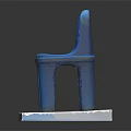 Simple Blue Plastic Chair Furniture Placed On White Square Base