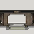 Traditional Chinese Architectural Entrance With Wooden Grilles Tile Roof And Stone Steps