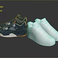 Fashionable Blue Casual Sneakers And White Grid Design Stylish Footwear For Trendy Look