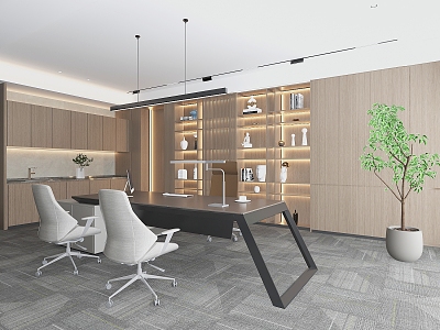 Modern Office General Manager Office Chairman Office Boss Office Bookcase Bookshelf Boss Desk Tea Cabinet 3d model