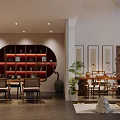 Modern Chinese Zen Teahouse Interior Design with Rock Sandscape Tables Chairs and Plants